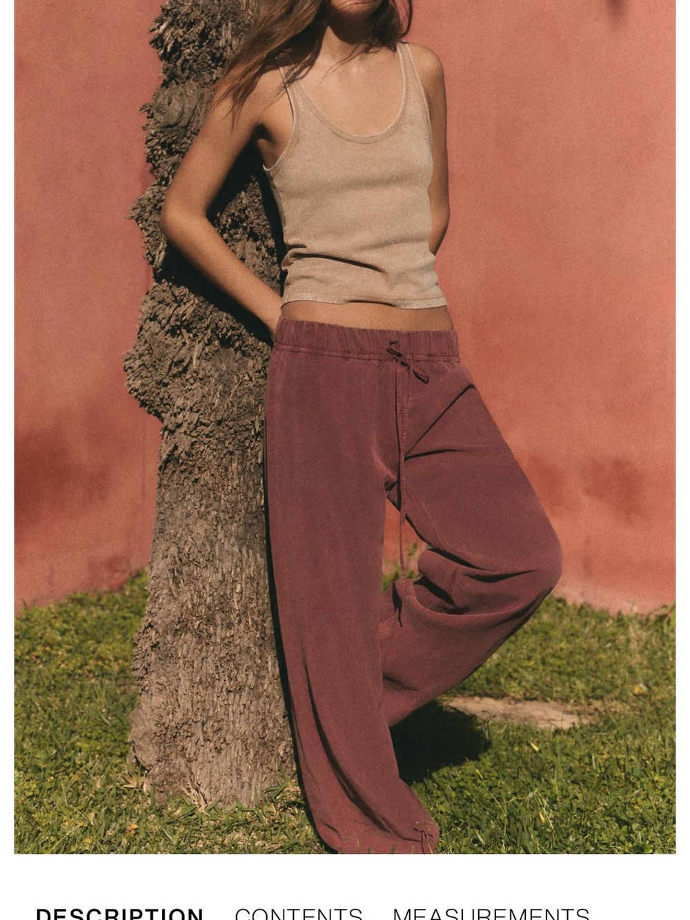 Zara Wide-Leg Drawstring Track Pants in Mauve